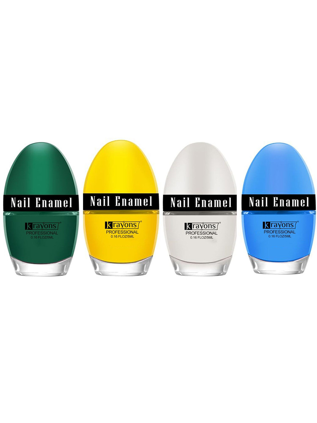 krayons Professional Set Of 4 High Shine Quick Dry Glossy Nail Paints - 5ml Each