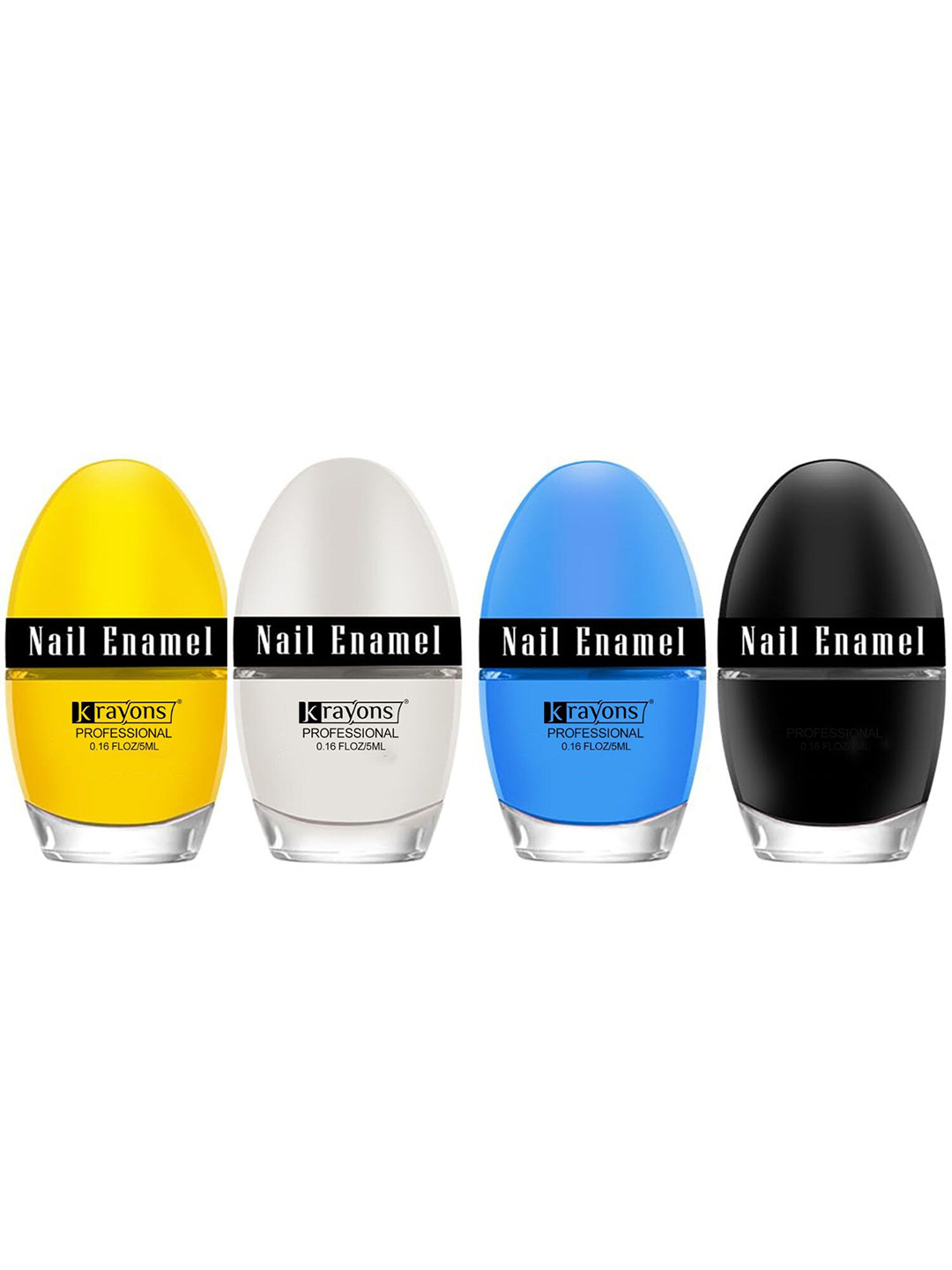 krayons Professional Set Of 4 High Shine Quick Dry Glossy Nail Paints - 5ml Each