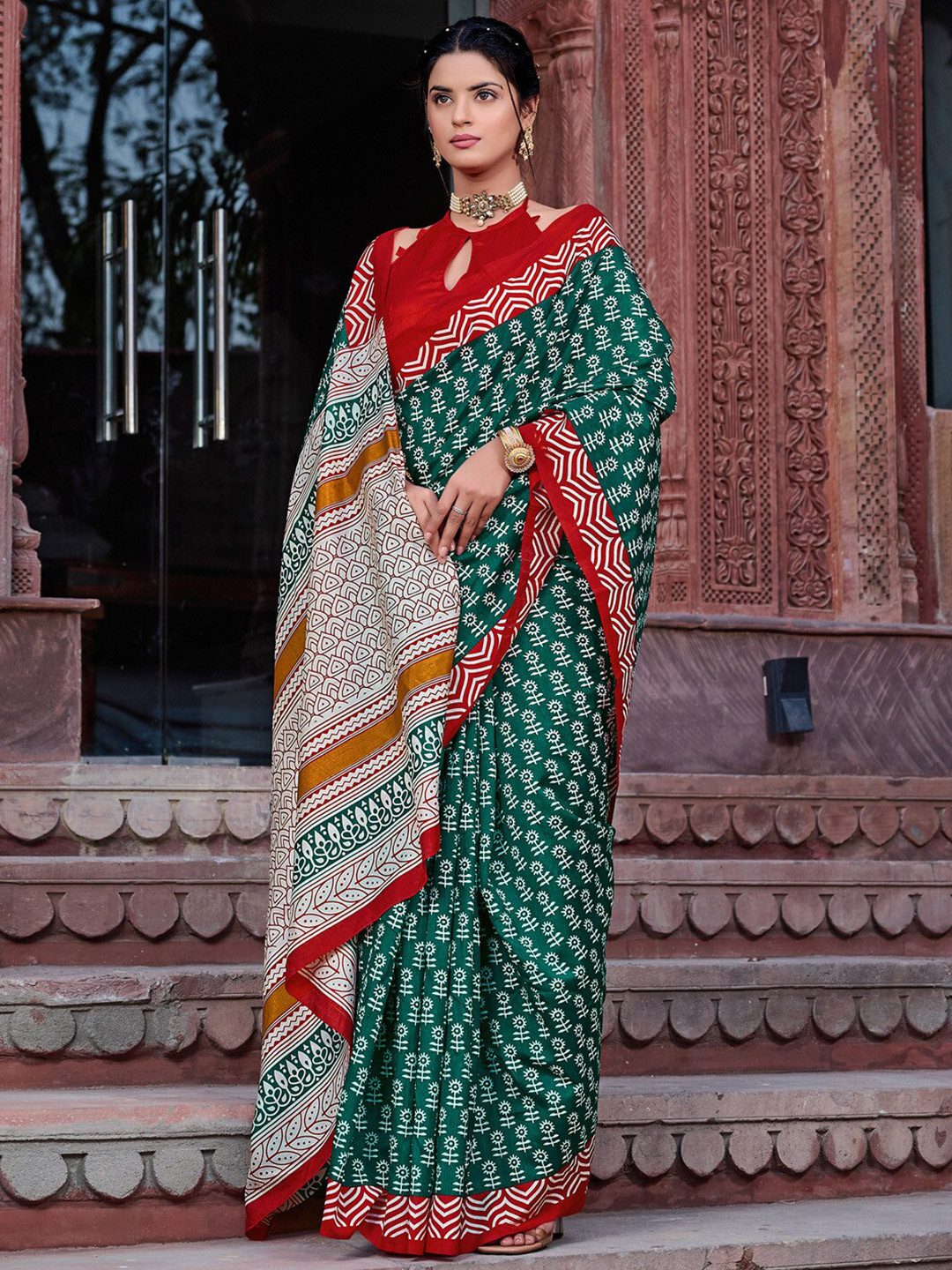 Anouk Rustic Bagh Printed Bagru Saree