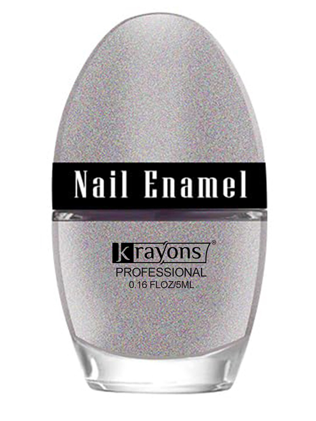 krayons Professional High Shine Quick Dry Glossy Nail Paint 5ml - Silver Glitter 76
