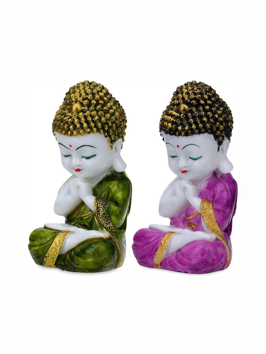 GW CREATIONS Purple Marble Glossy Living Room Set of 2 Small Showpieces - 2.8 Inches