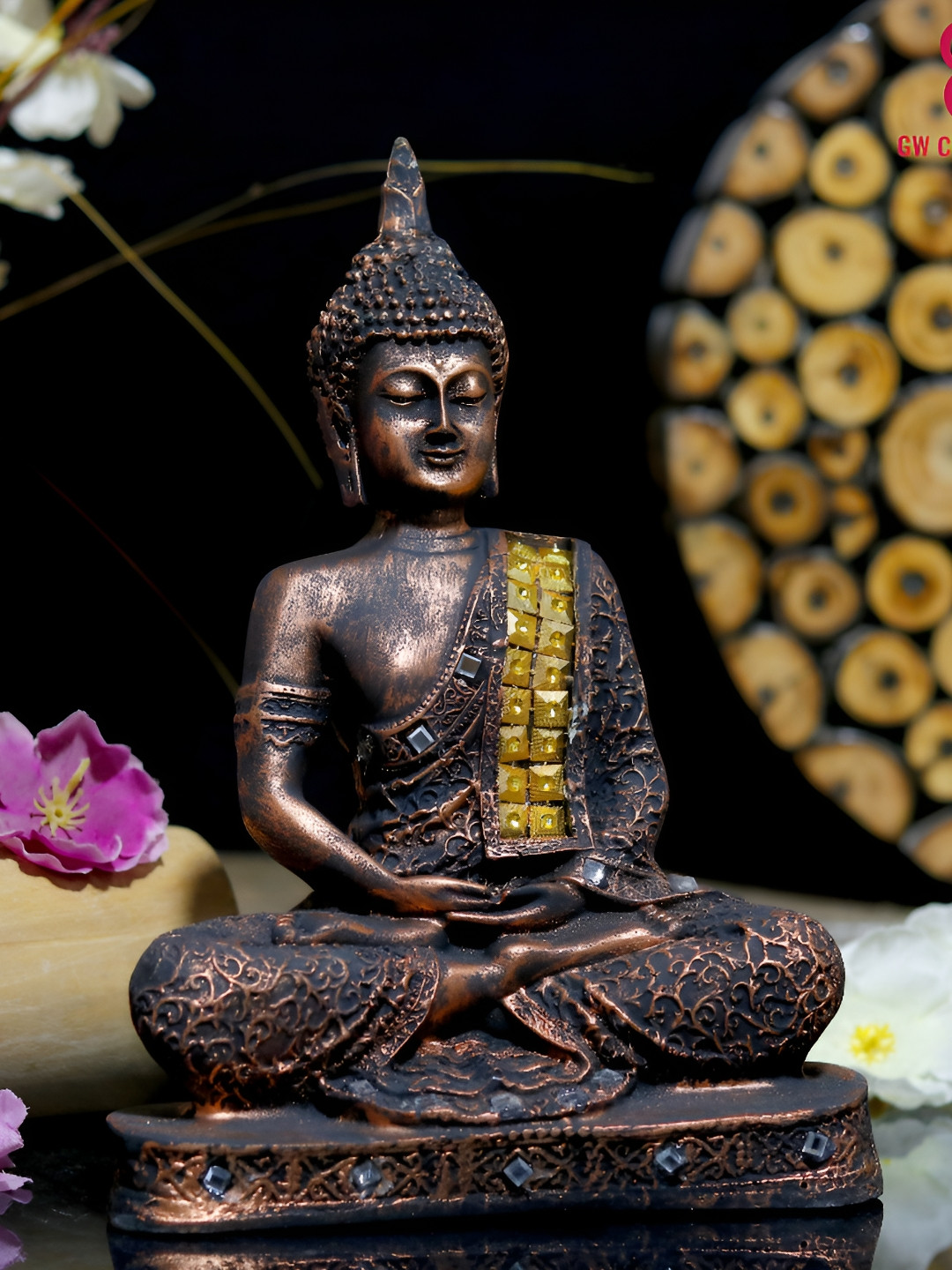 GW CREATIONS Copper Polyresin Glossy Living Room Small Showpiece - 9.8 Inches