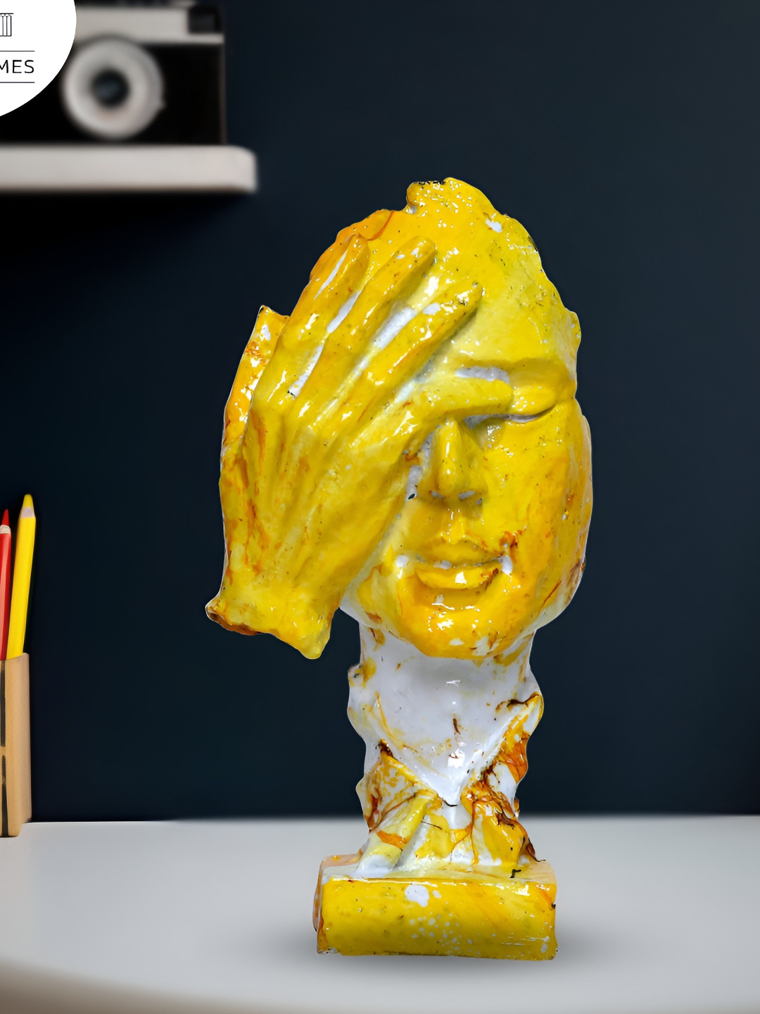 GW CREATIONS Yellow Polyresin Glossy Kid Room Small Showpiece - 2 Inches