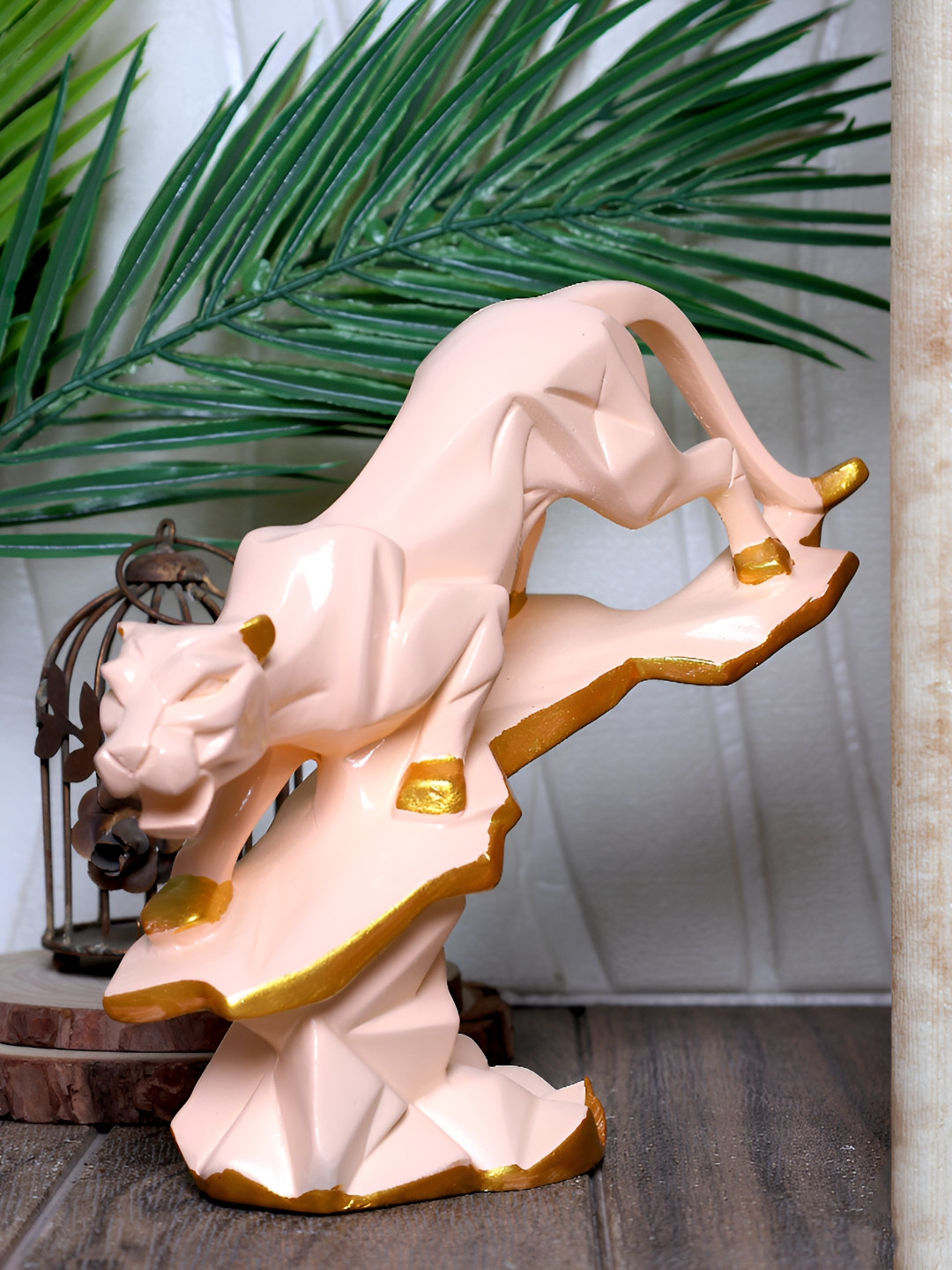 GW CREATIONS Pink Polyresin Glossy Living Room Medium Showpiece - 7.9 Inches