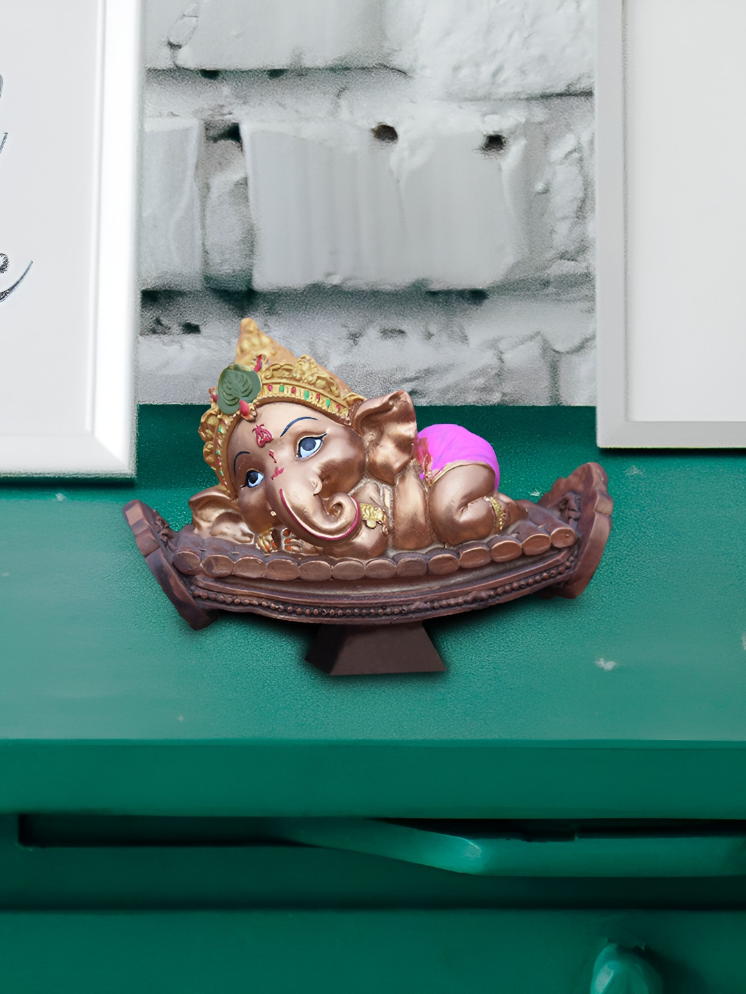 GW CREATIONS Pink Polyresin Matte Prayer Room Small Showpiece - 5.1 Inches