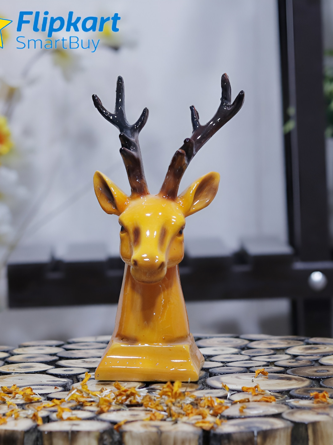 GW CREATIONS Yellow Polyresin Matte Home Office Small Showpiece - 4.7 Inches