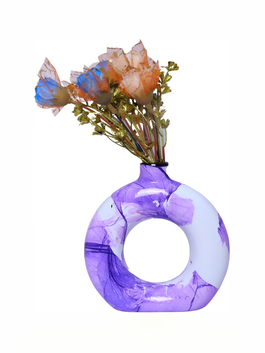 GW CREATIONS Purple Polyresin Natural Living Room Medium Showpiece - 5.1 Inches