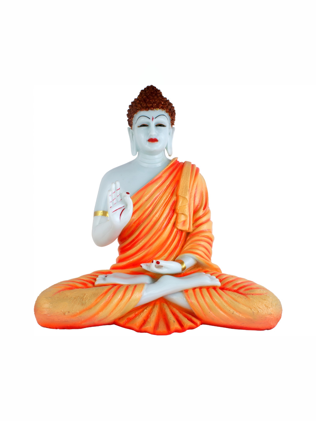 GW CREATIONS Orange Marble Glossy Garden Small Showpiece - 15 Inches