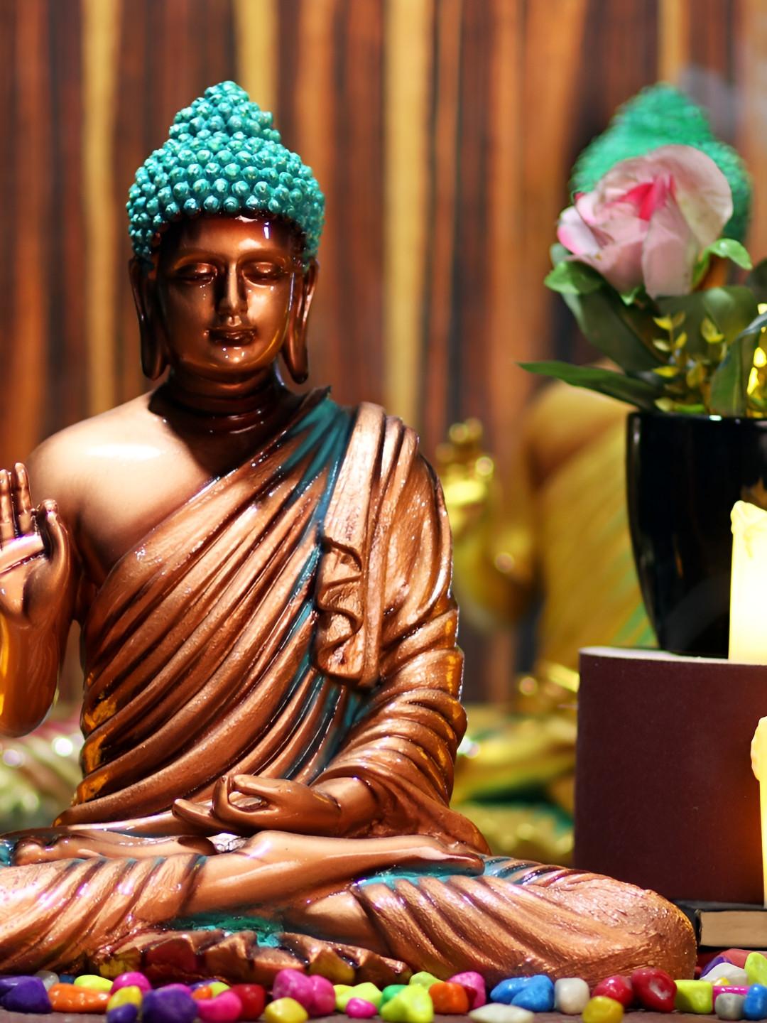 GW CREATIONS Copper Polyresin Matte Living Room Large Showpiece - 14.2 Inches