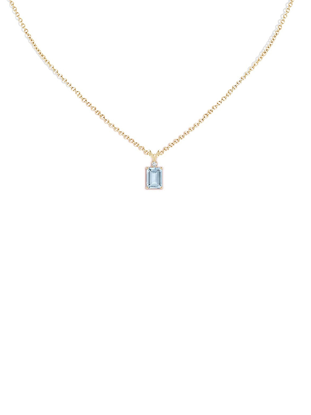 Angara 14KT Yellow Gold Emerald-Cut Aquamarine Solitaire Pendant with Diamond