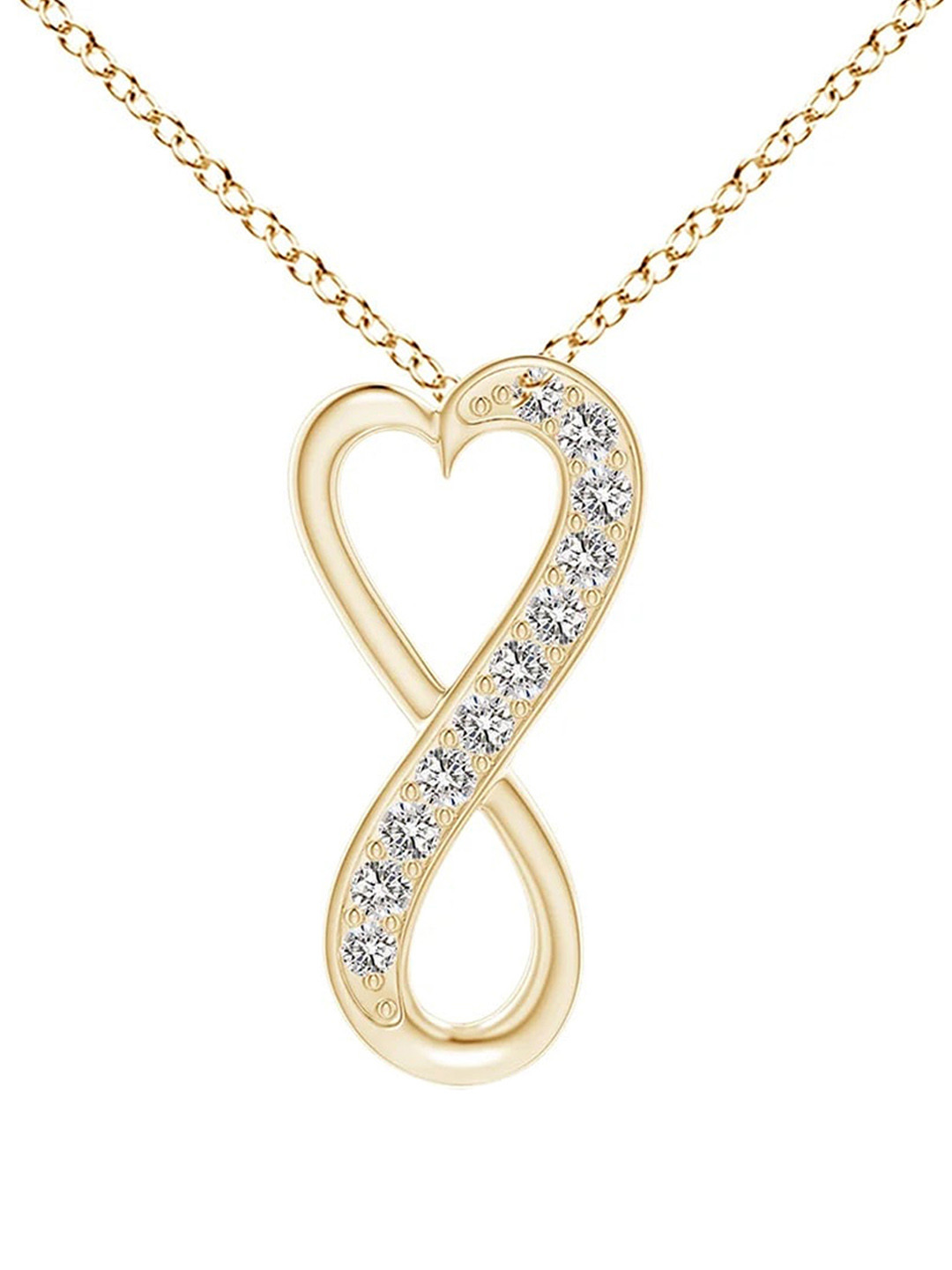 Angara 18KT Yellow Gold Pave-Set Natural Diamond Infinity Heart Pendant