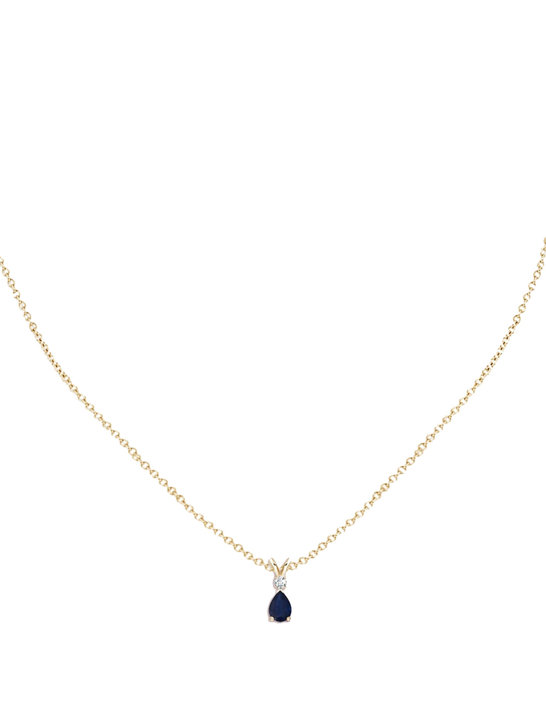 Angara 14KT Yellow Gold Blue Sapphire Teardrop Pendant with Diamond