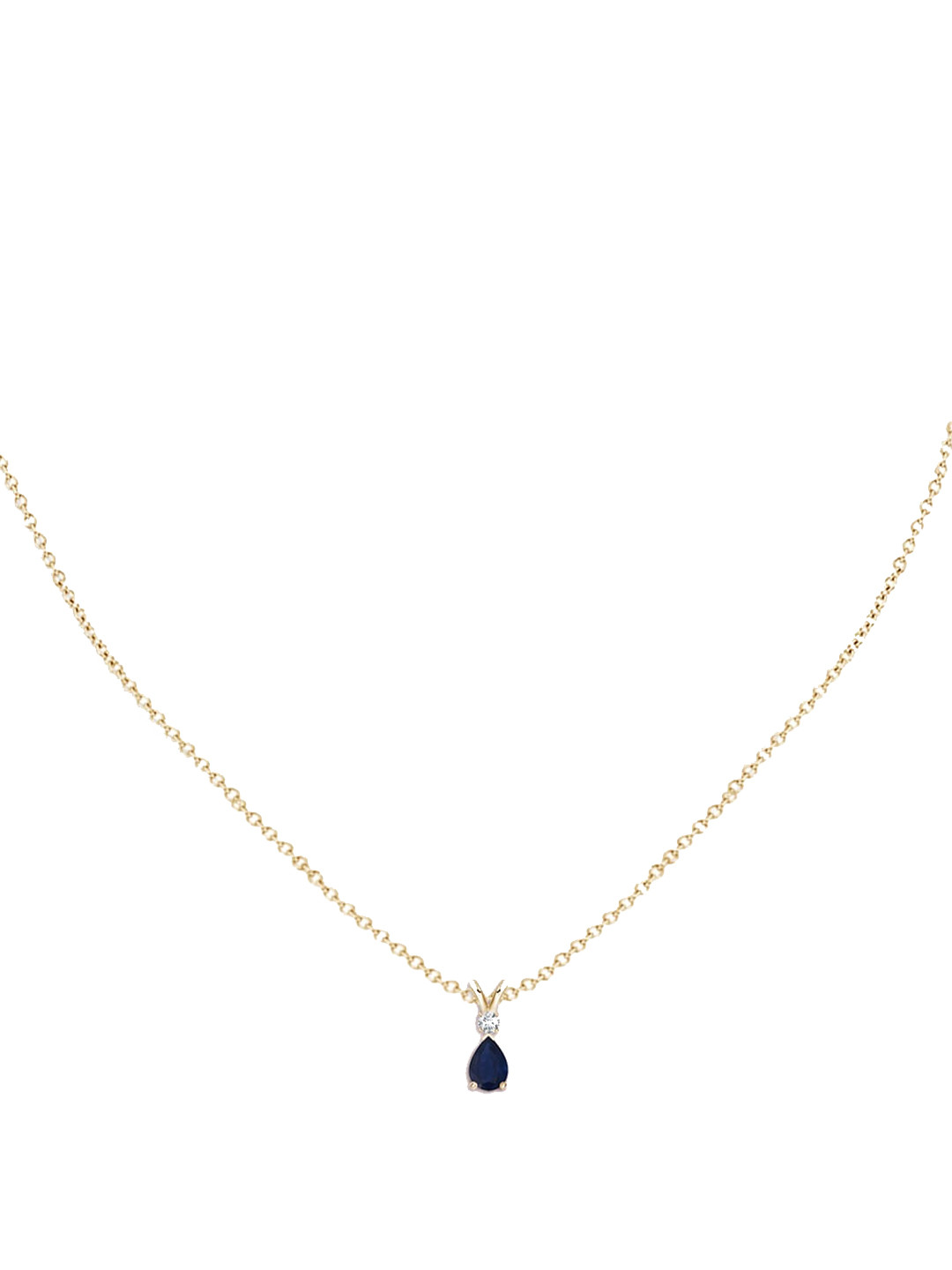 Angara 18KT Yellow Gold Blue Sapphire Teardrop Pendant with Diamond