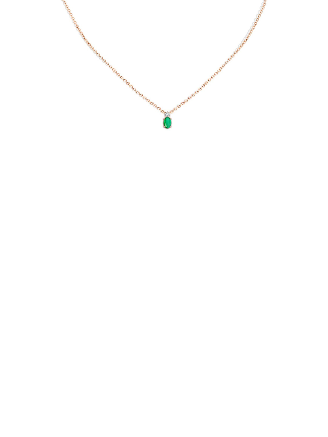 Angara 14KT Rose Gold Oval Emerald Solitaire Pendant with Diamond