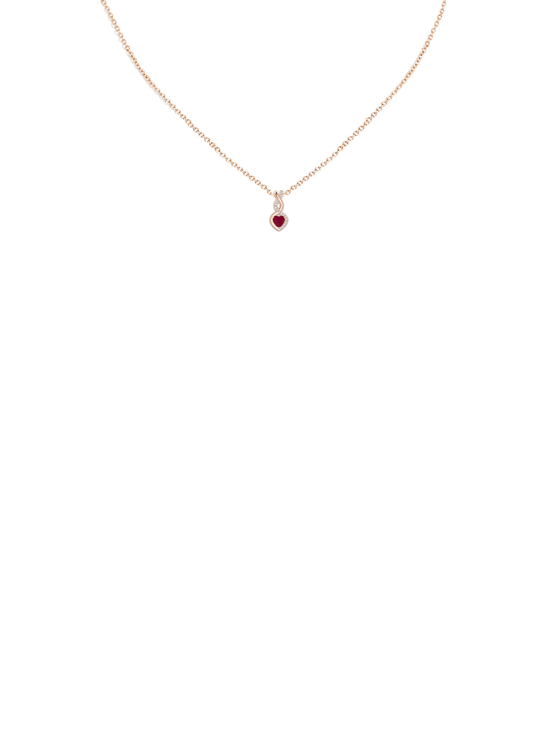 Angara 14KT Rose Gold Ruby Infinity Heart Pendant with Diamonds