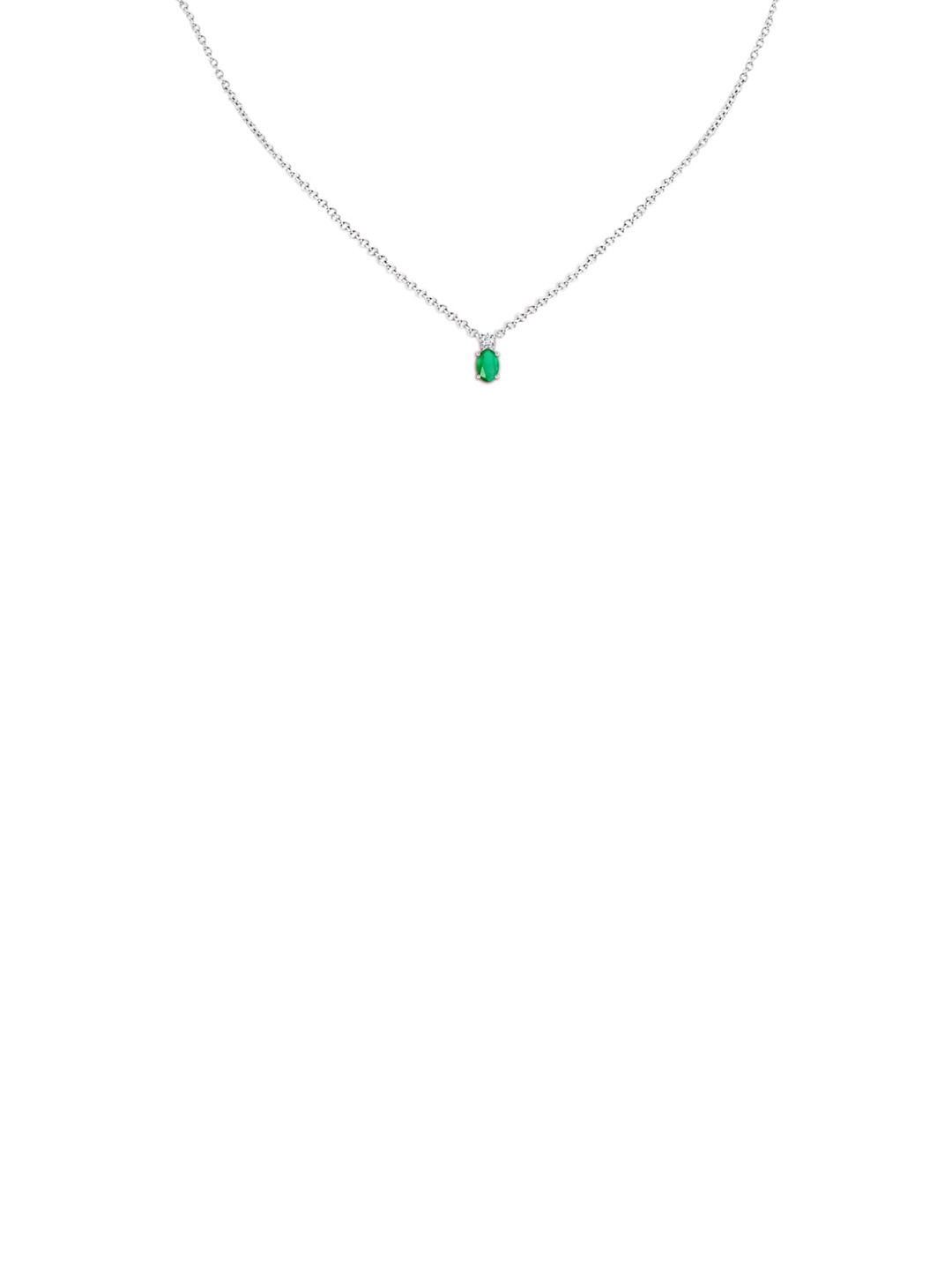 Angara 14KT White Gold Oval Emerald Solitaire Pendant with Diamond
