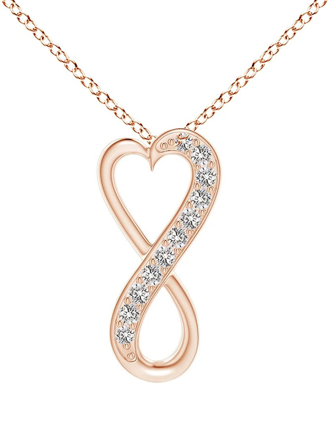 Angara 14KT Rose Gold Pave-Set Natural Diamond Infinity Heart Pendant