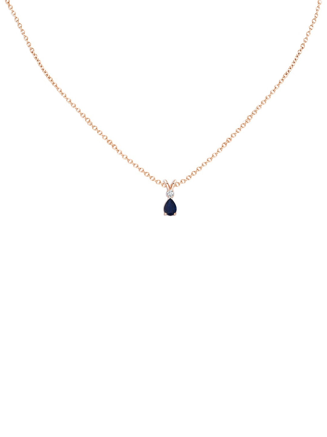 Angara 14KT Rose Gold Blue Sapphire Teardrop Pendant with Diamond