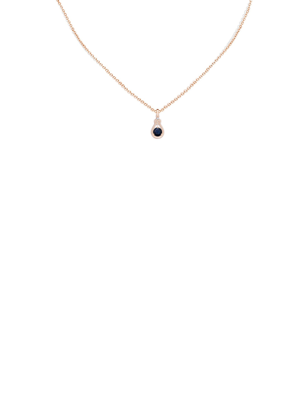 Angara 14KT Rose Gold Sapphire Knotted Heart Pendant with Diamond