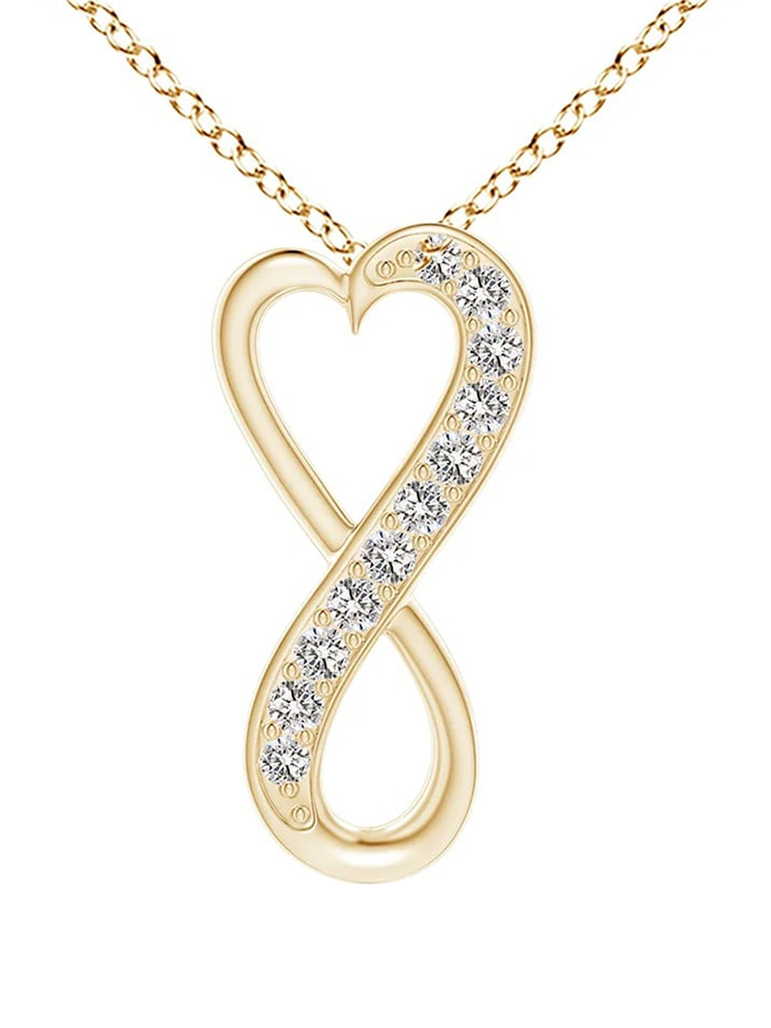 Angara 14KT Yellow Gold Pave-Set Natural Diamond Infinity Heart Pendant