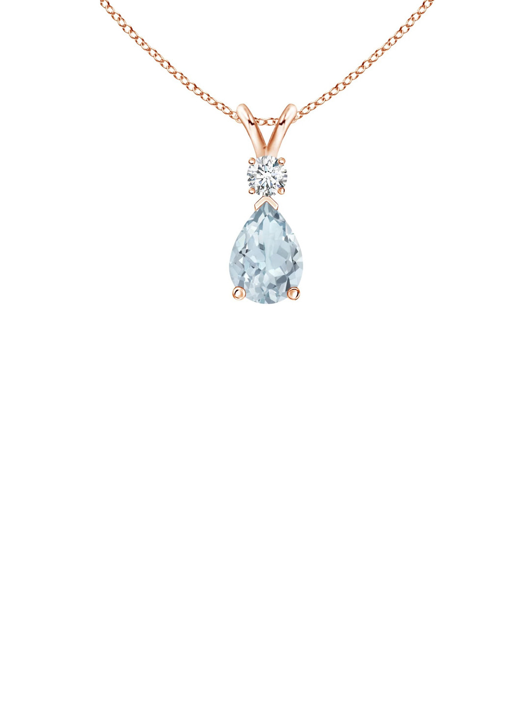 Angara 18KT Rose Gold Aquamarine Teardrop Pendant with Diamond