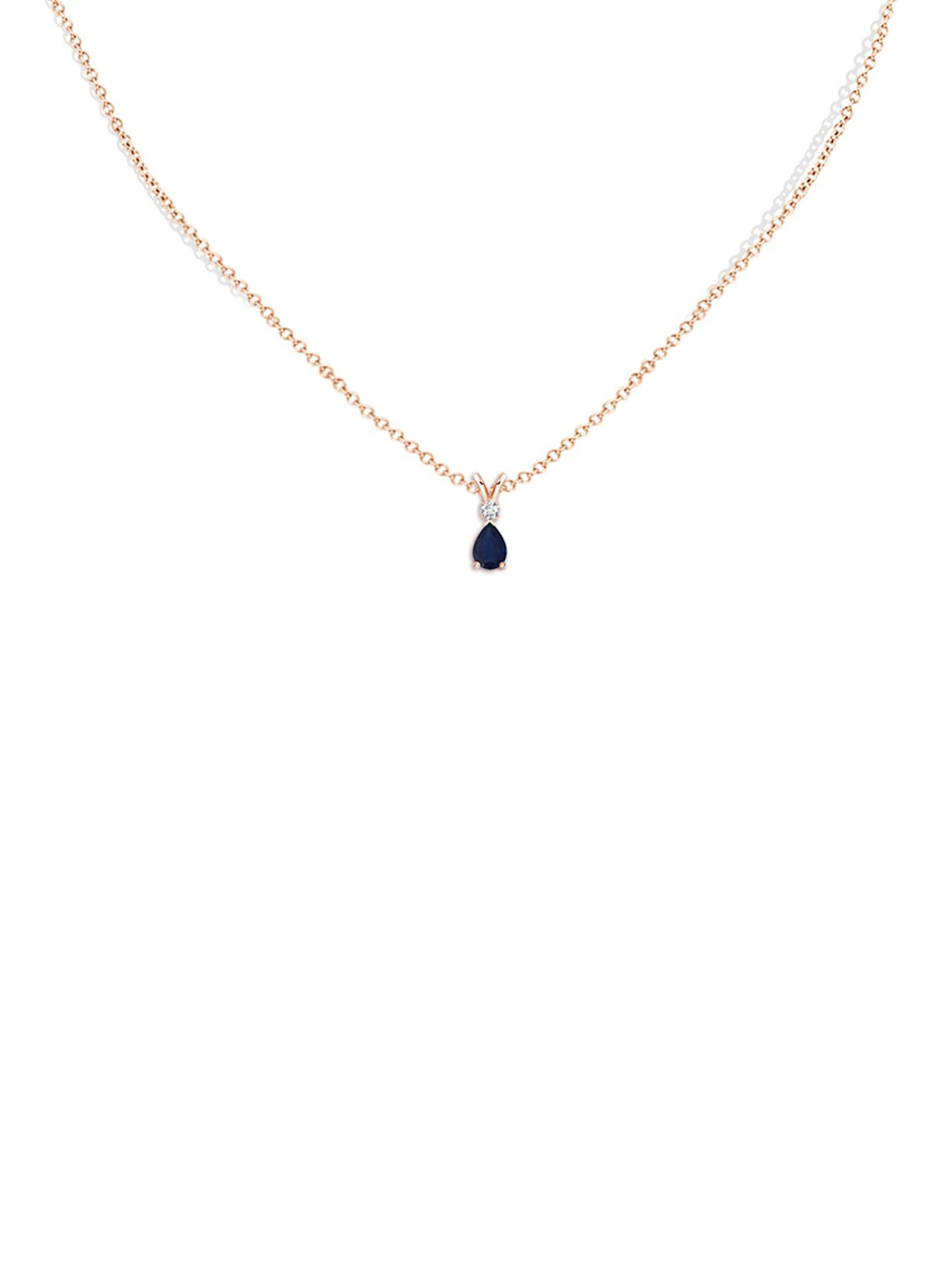 Angara 18KT Rose Gold Blue Sapphire Teardrop Pendant with Diamond