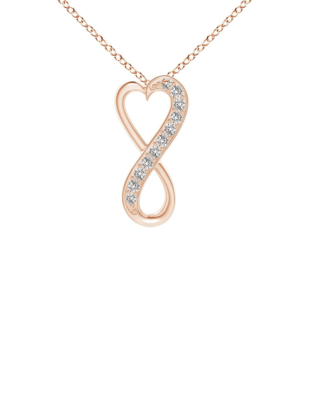 Angara 18KT Rose Gold Pave-Set Natural Diamond Infinity Heart Pendant