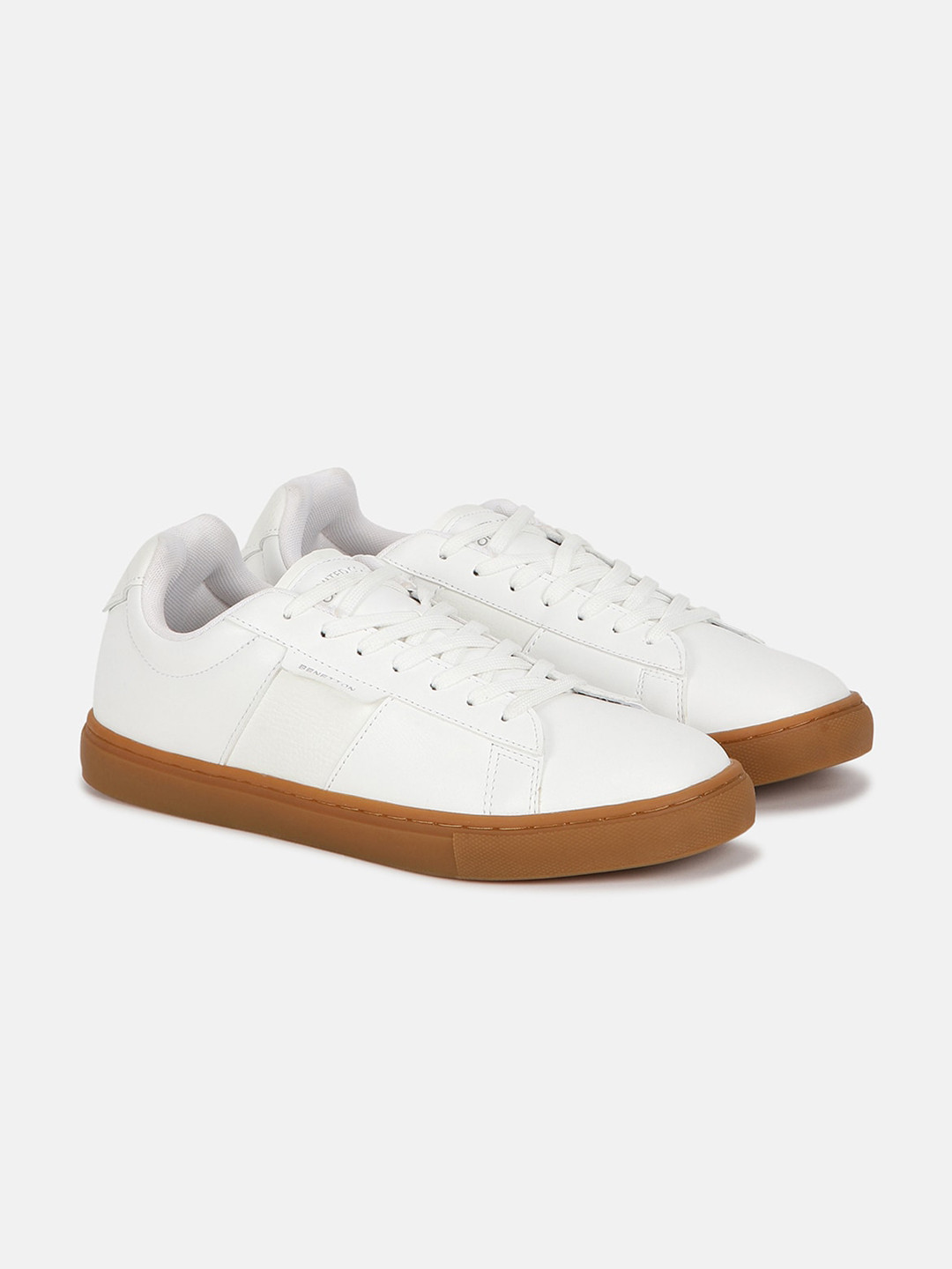 United Colors of Benetton Men Comfort Insole Contrast Sole Lace-Up Sneakers