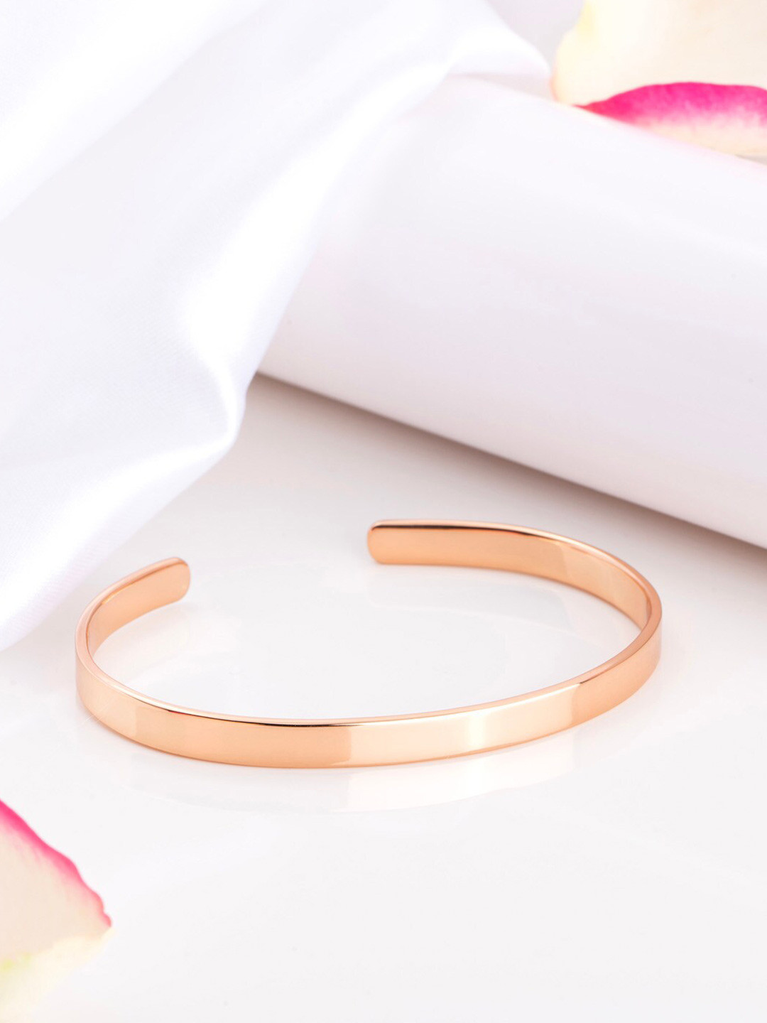 Zavya Women 925 Pure Silver Rose Gold-Plated Kada Bracelet