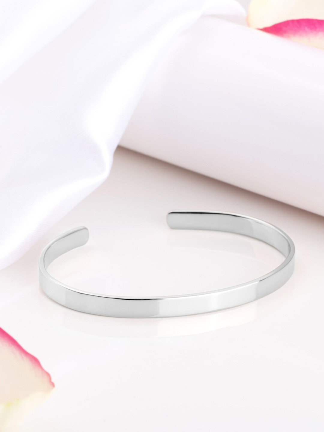 Zavya 925 Pure Silver Rhodium-Plated Cuff Bracelet