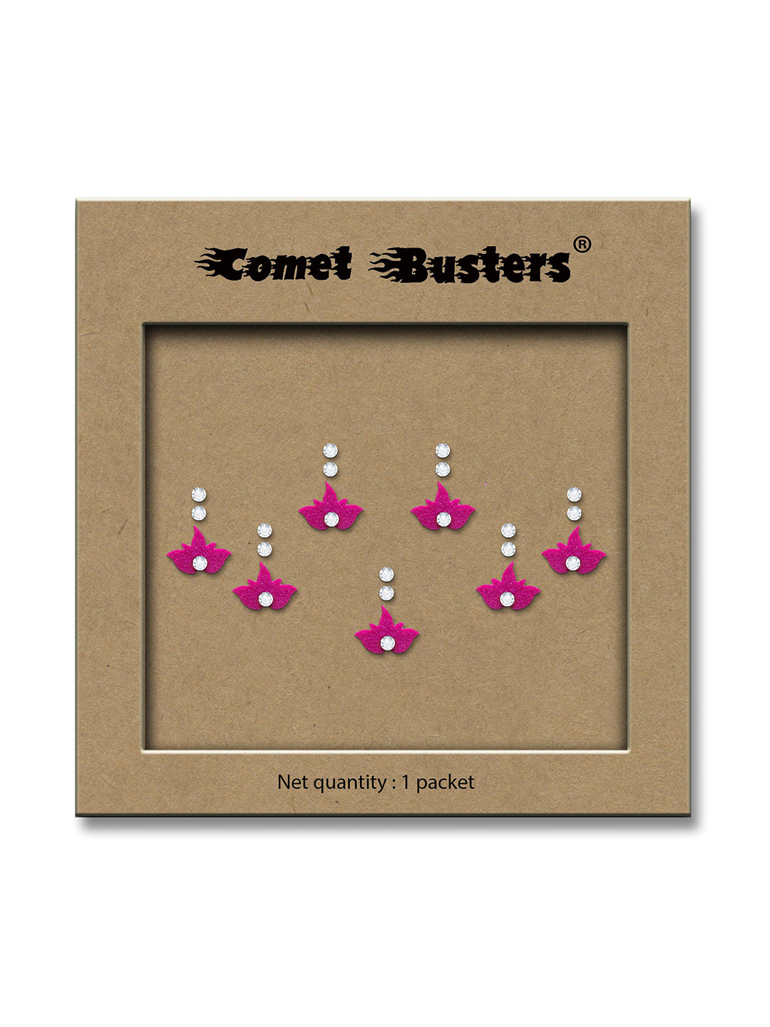 Comet Busters Traditional Designer Studded Reusable Bindis 7Pcs - Pink