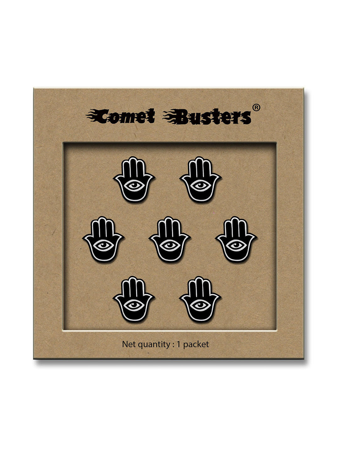 Comet Busters Traditional Eye Design Reusable Bindis 7Pcs - Black