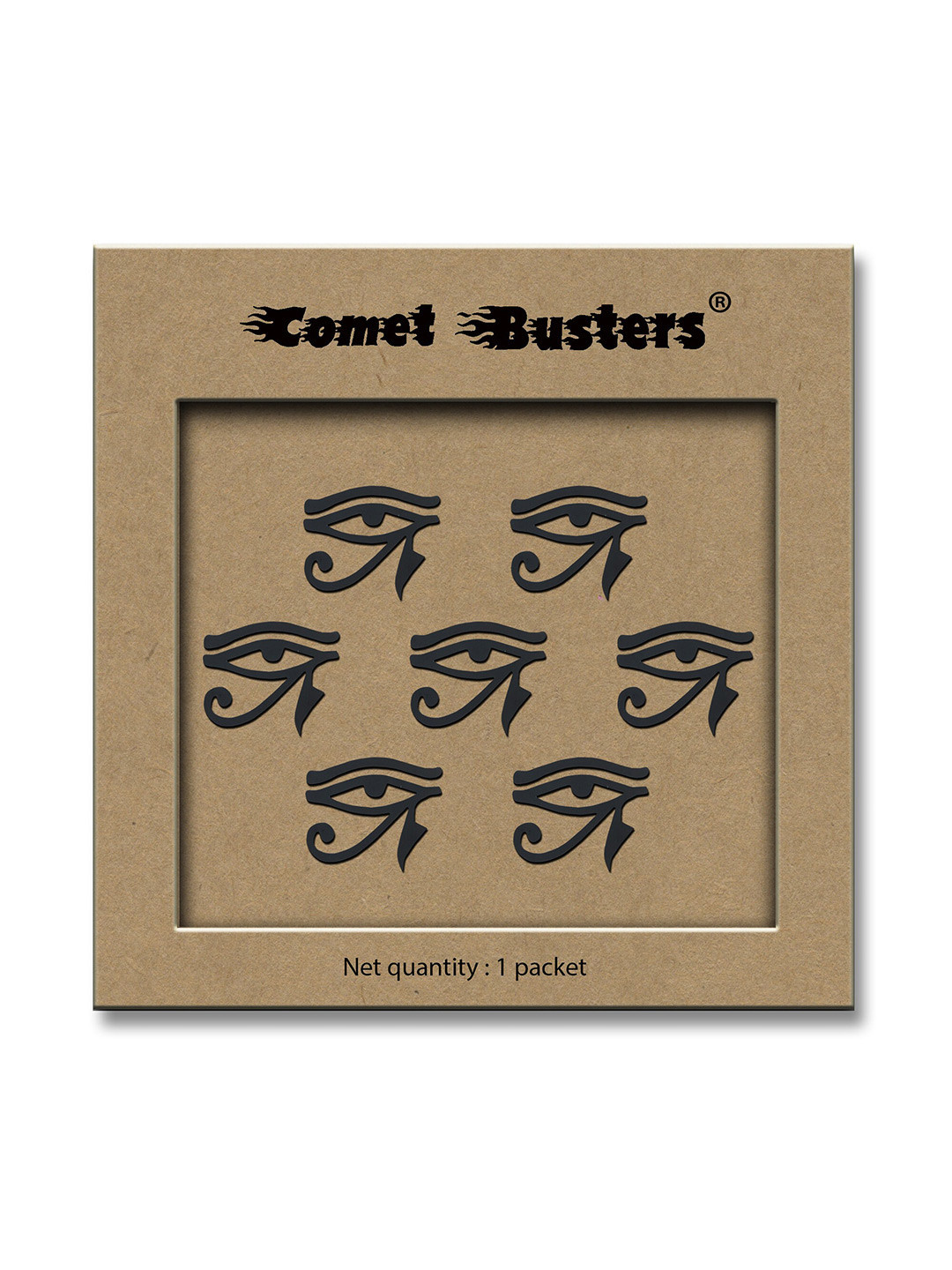 Comet Busters Traditional Eye Design Reusable Bindis 7Pcs - Black