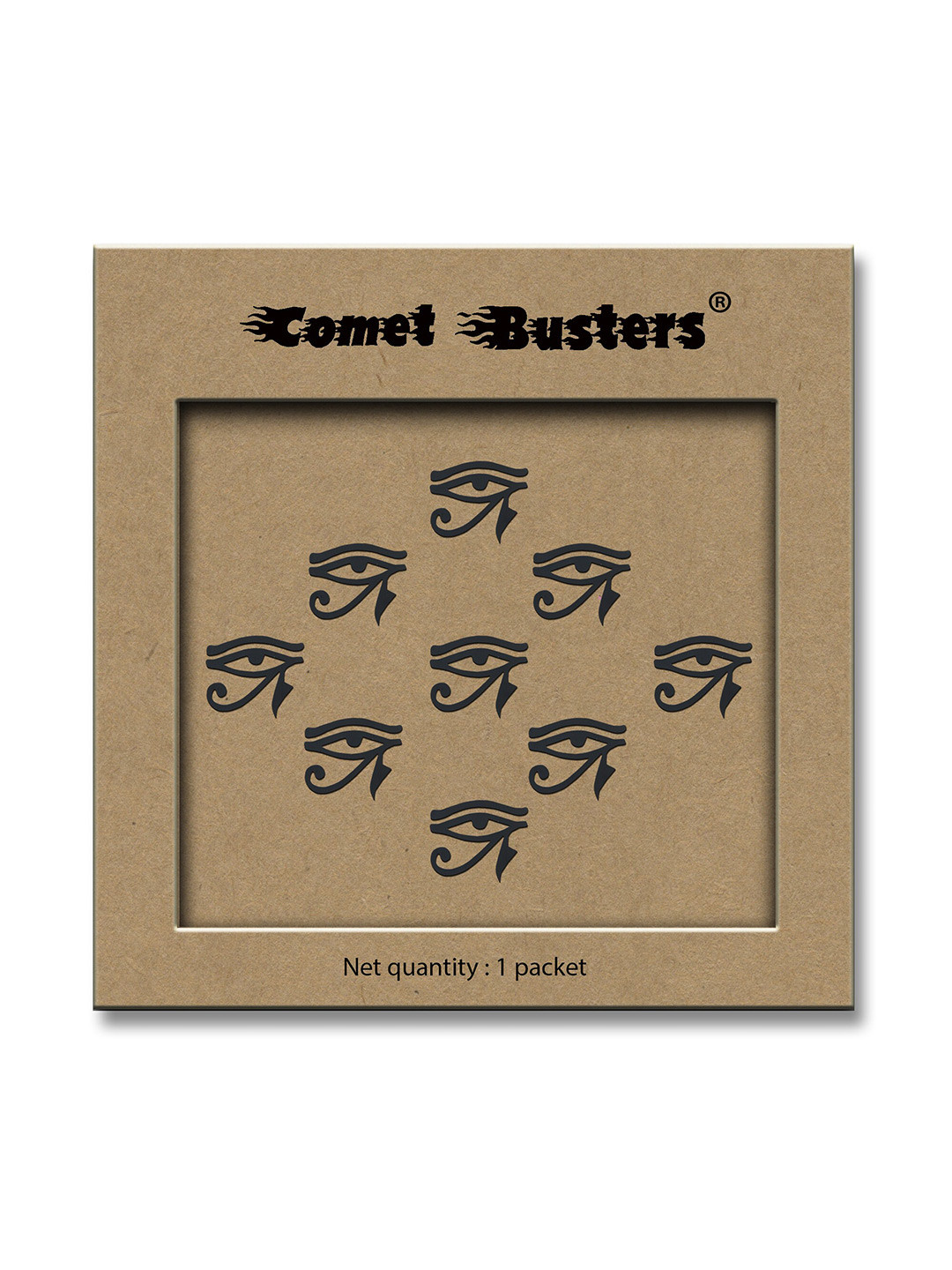 Comet Busters Traditional Eye Design Reusable Bindis 9Pcs - Black