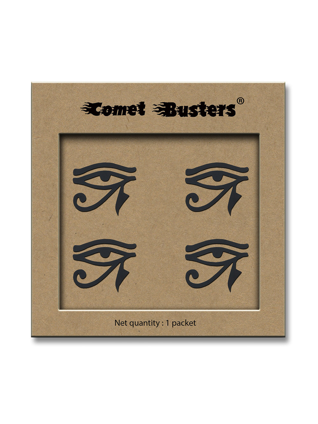 Comet Busters Traditional Eye Design Reusable Bindis 4Pcs - Black