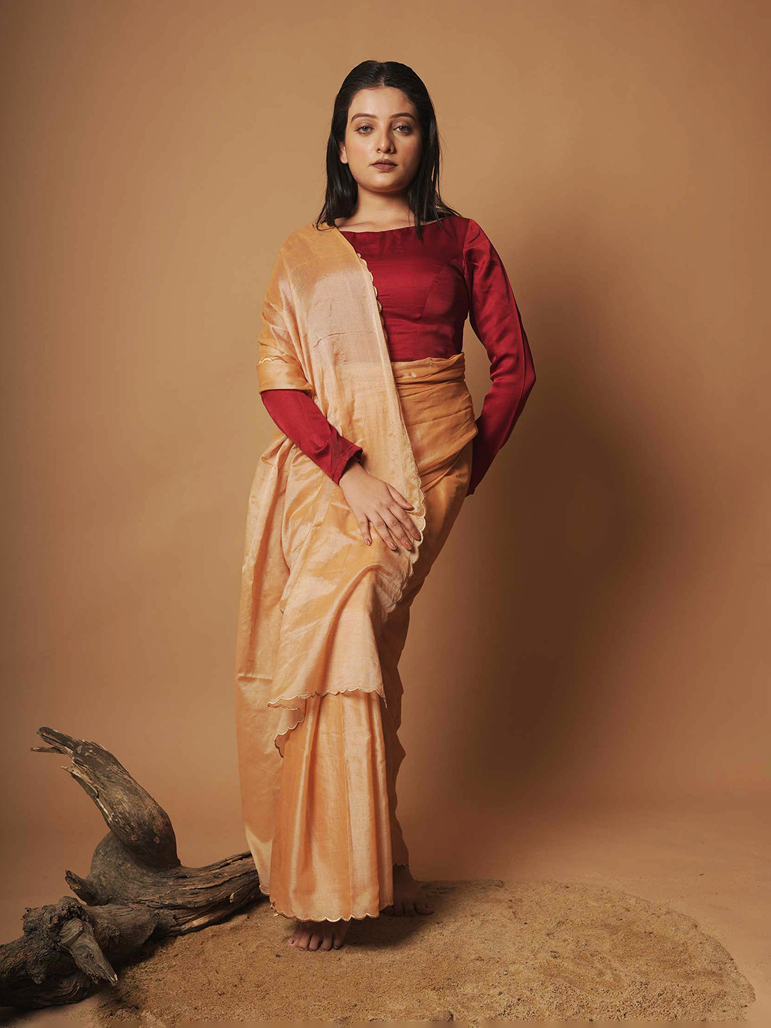 HUTS AND LOOMS Embroidered Silk Cotton Saree