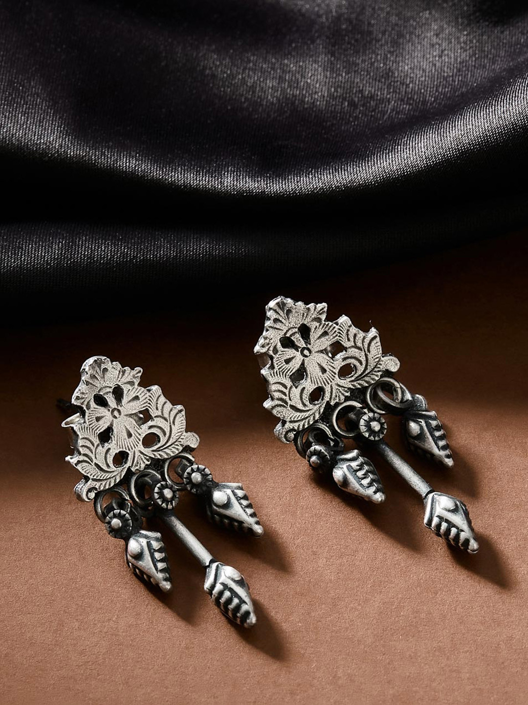 Fabindia Silver Oxidised Drop Earrings