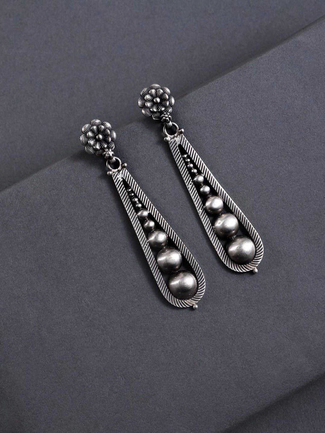 Fabindia Silver Oxidised Drop Earrings