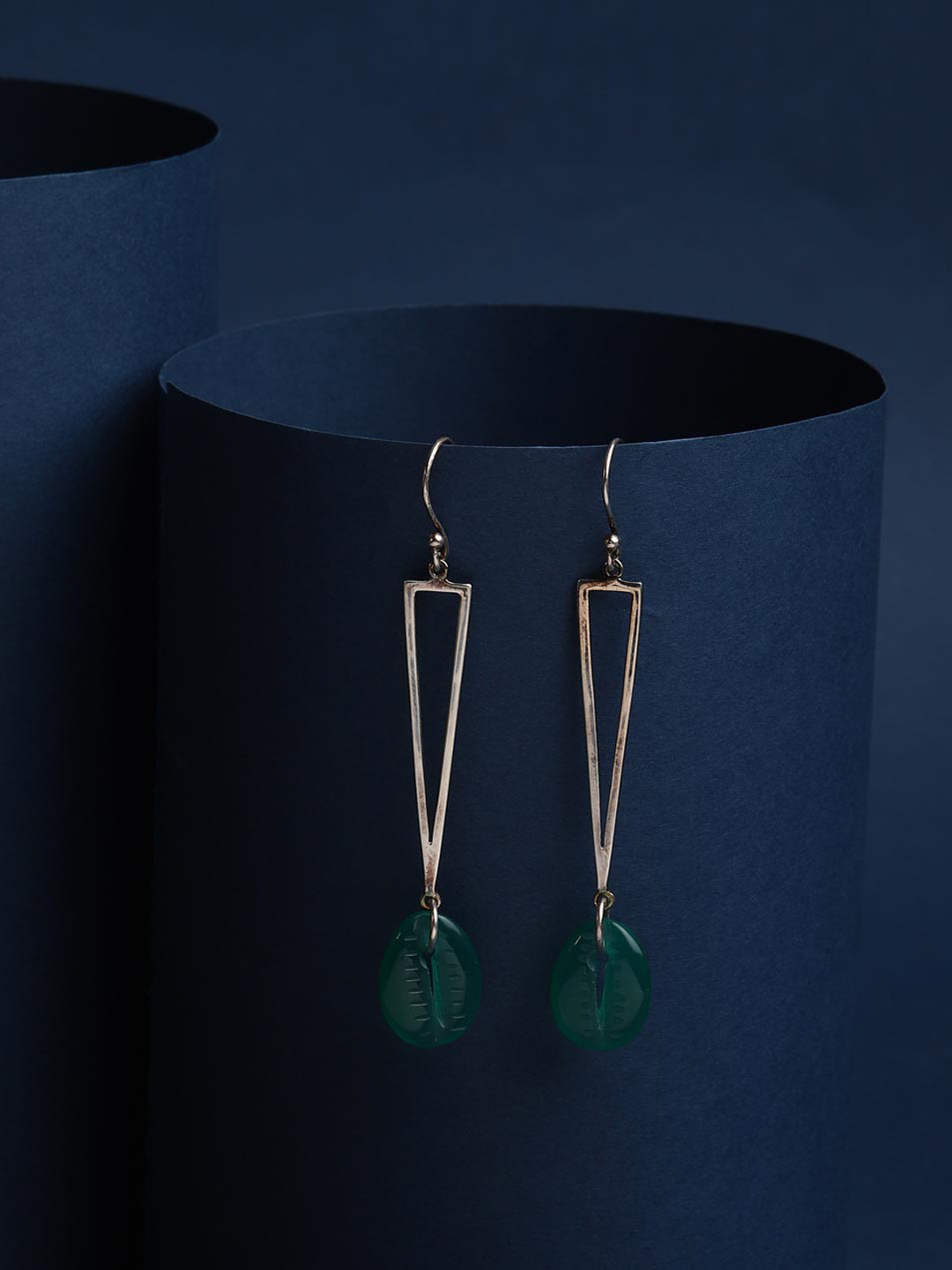 Fabindia Silver Triangular Drop Earrings