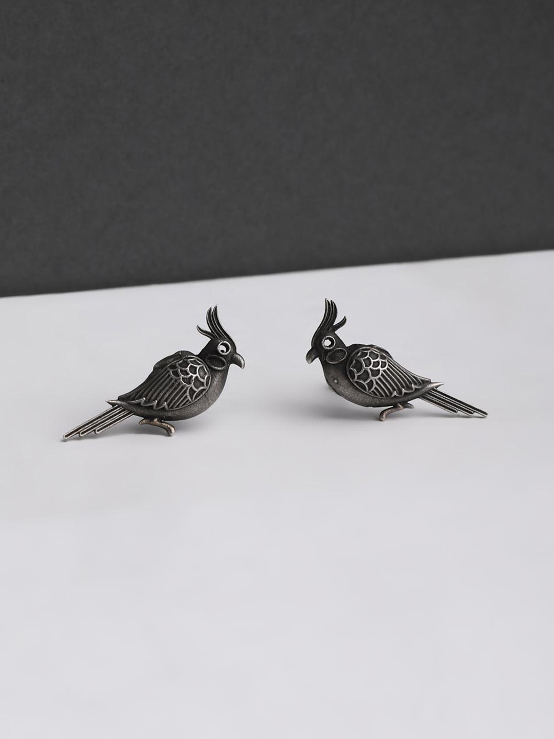 Fabindia Bird Shaped Silver Studs Earrings