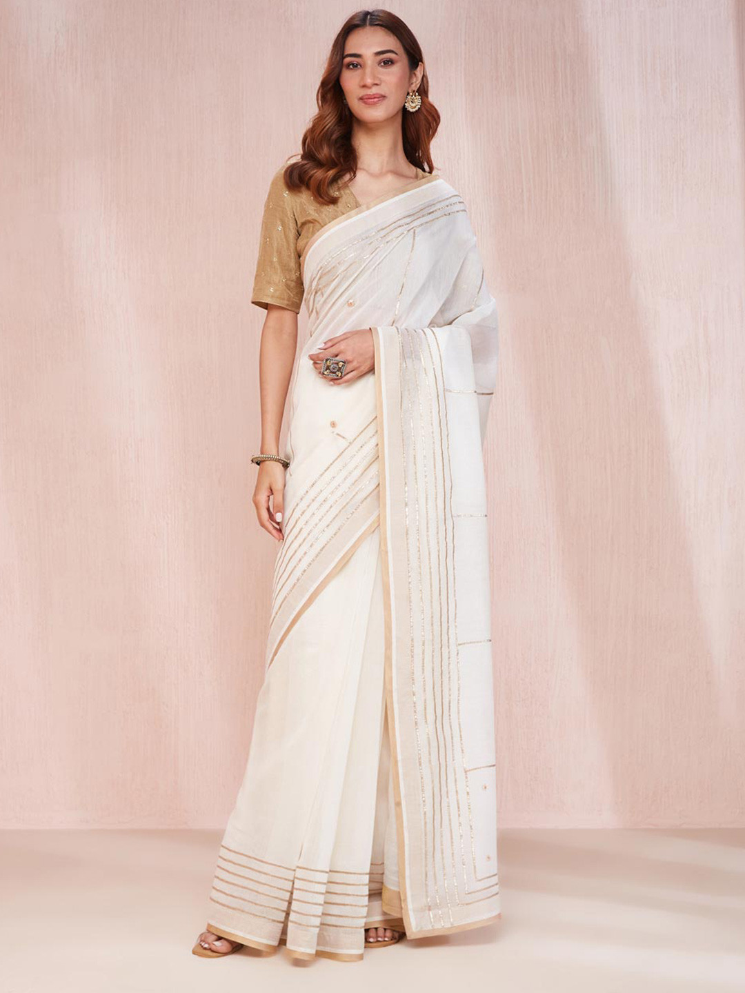 Fabindia Woven Design Gotta Patti Silk Cotton Saree