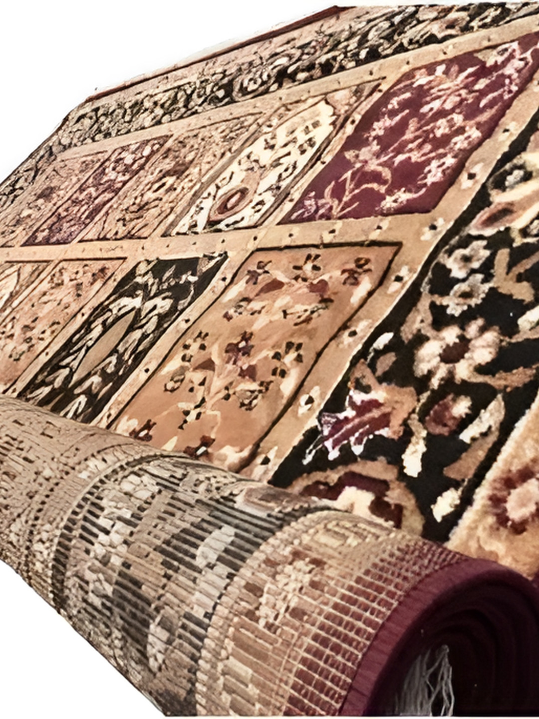 SANA CARPET Brown Floral Printed Anti-Skid Silk Carpet