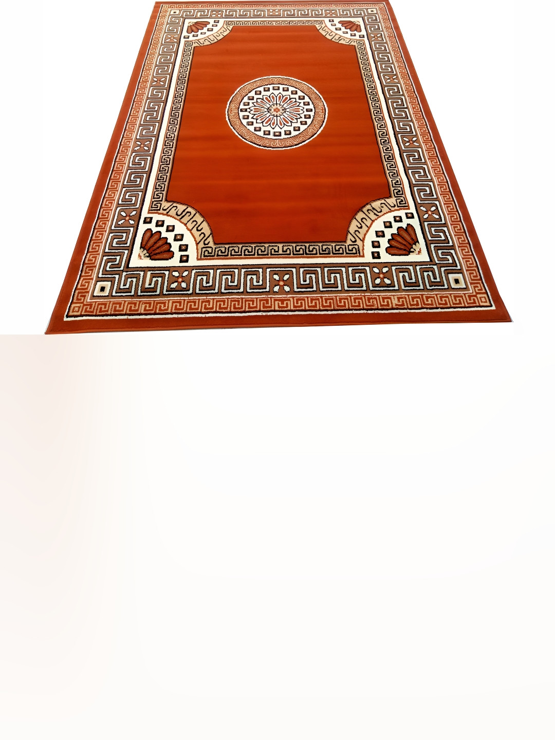 SANA CARPET Orange Ethnic Motifs Anti-Skid Carpet