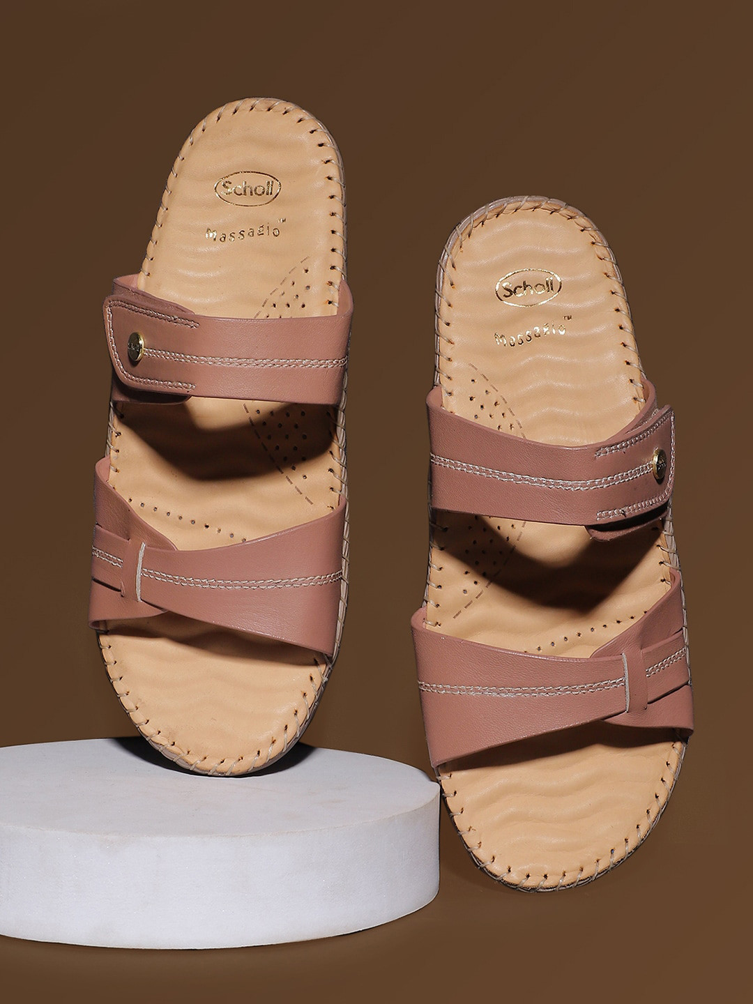 Scholl Textured Open Toe Flats