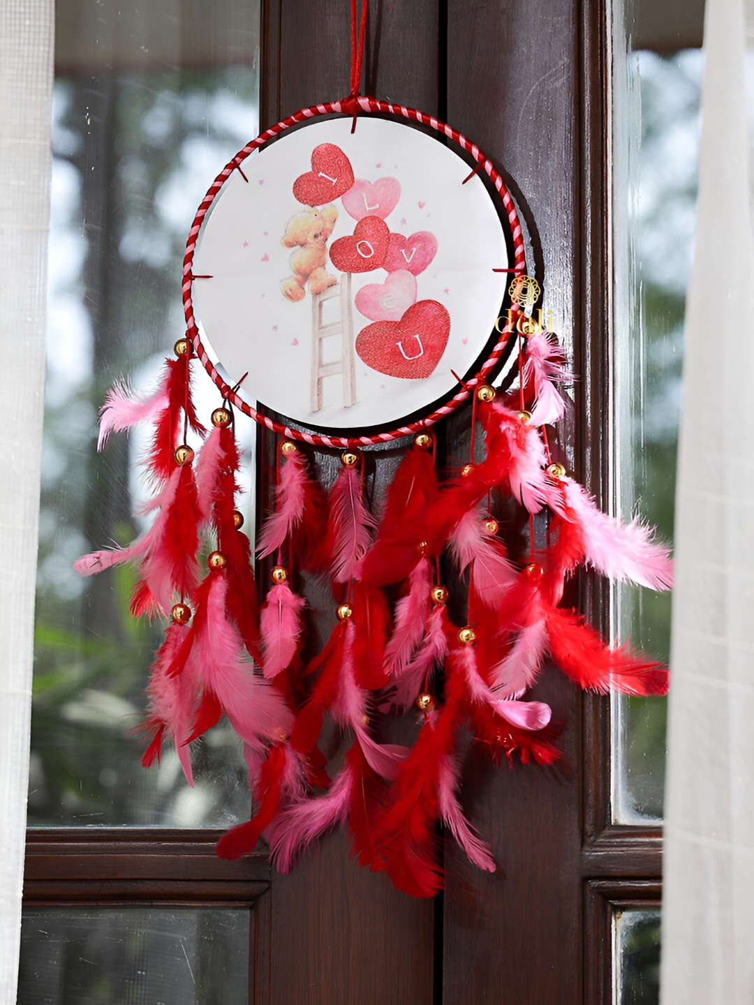 DULI White & Red Printed Hanging  Windchimes