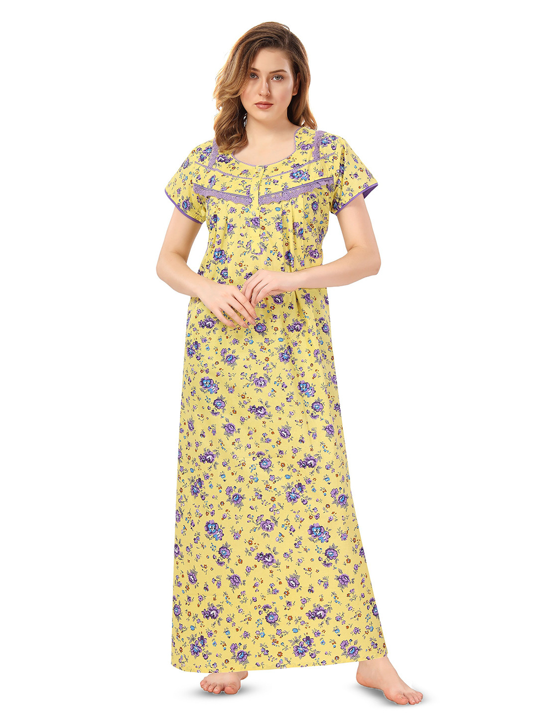 Soulemo Printed Pure Cotton Maxi Nightdress