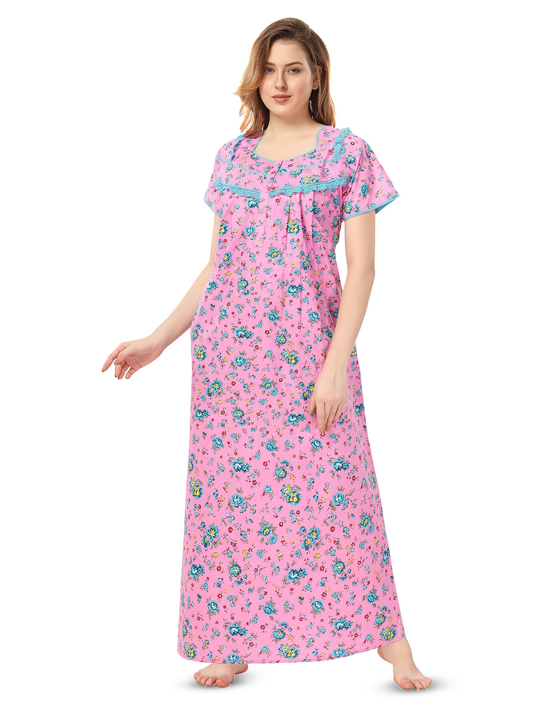 Soulemo Floral Printed Pure Cotton Maxi Nightdress
