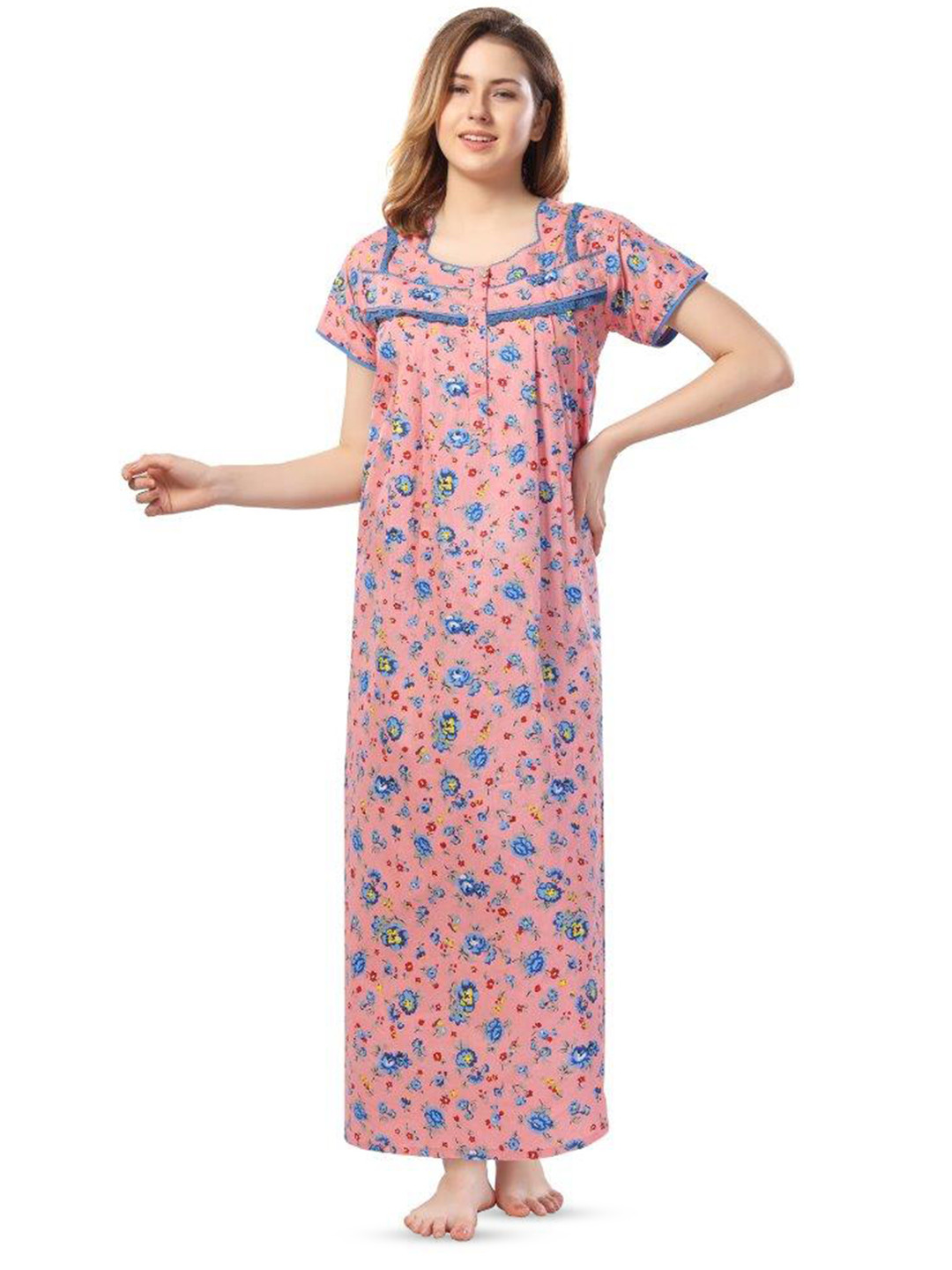 Soulemo Printed Pure Cotton Maxi Nightdress