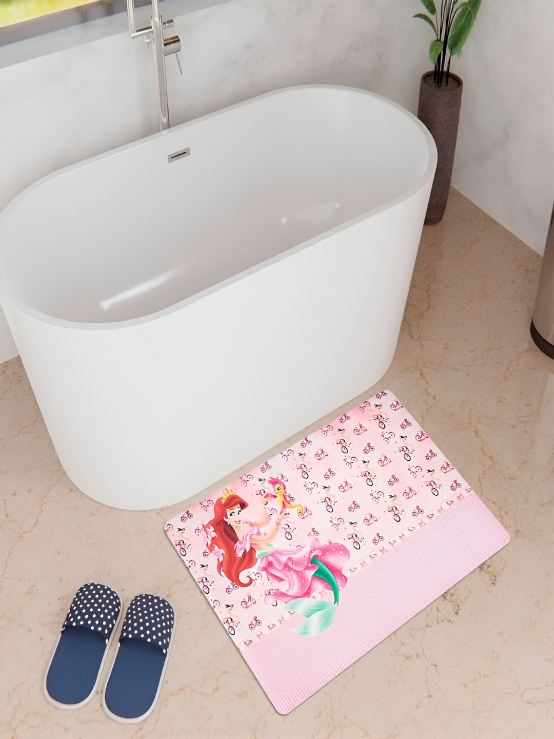 Kuber Industries Pink Printed Anti Skid Bath Mats