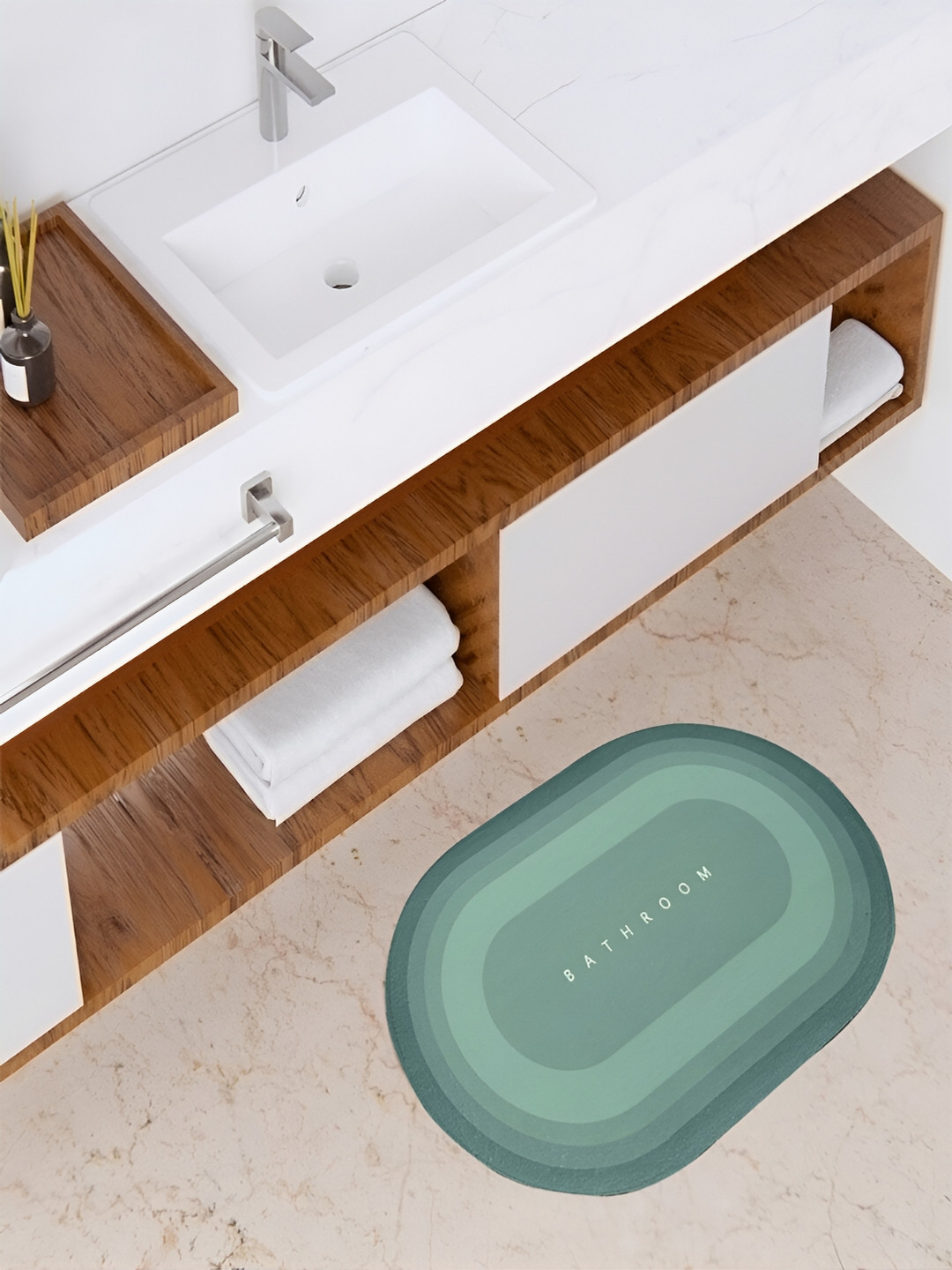 Kuber Industries Green Oval Anti Skid Bath Rug